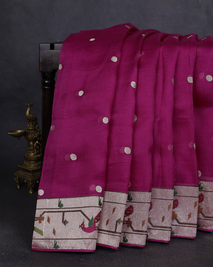 Rani Pink Organza Embroidery Saree