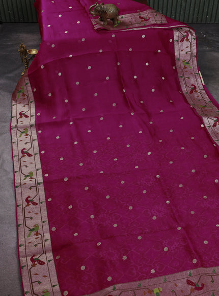 Rani Pink Organza Embroidery Saree
