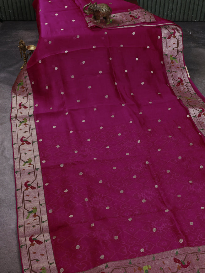 Rani Pink Organza Embroidery Saree