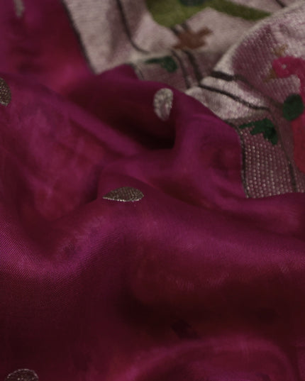 Rani Pink Organza Embroidery Saree