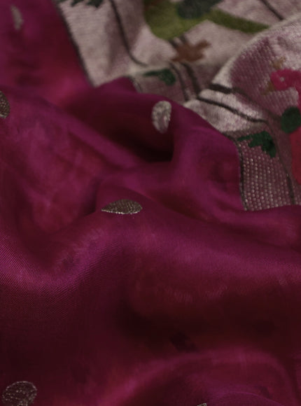 Rani Pink Organza Embroidery Saree