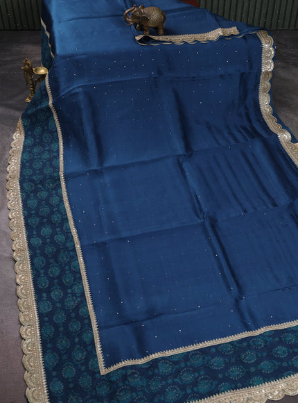 Peacock Blue Organza Embroidery Saree