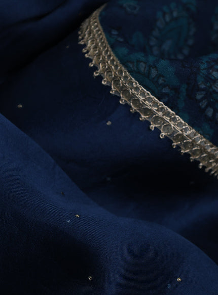 Peacock Blue Organza Embroidery Saree