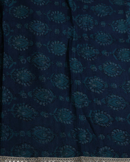 Peacock Blue Organza Embroidery Saree