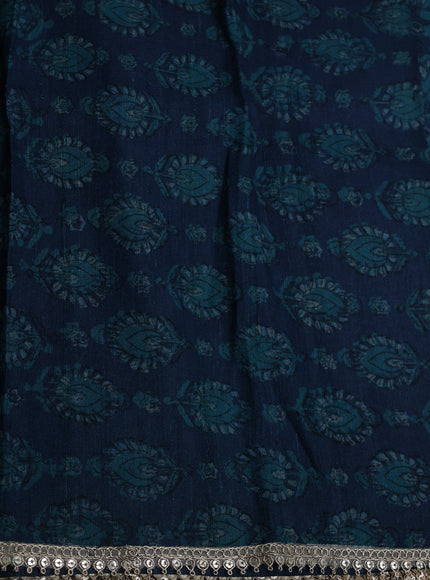 Peacock Blue Organza Embroidery Saree