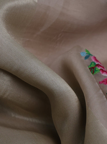 Beige Organza Embroidery Saree