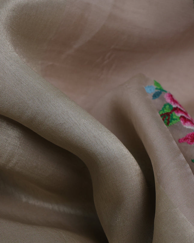 Beige Organza Embroidery Saree