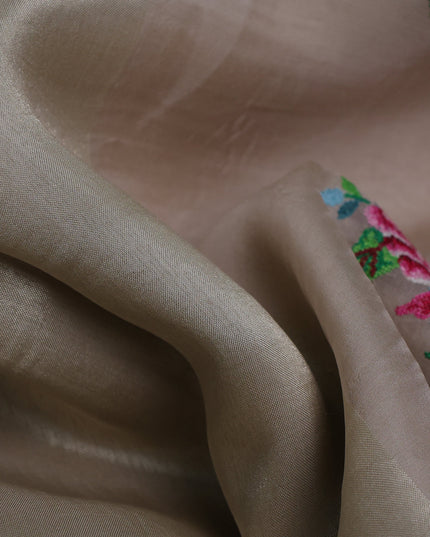 Beige Organza Embroidery Saree