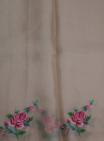 Beige Organza Embroidery Saree