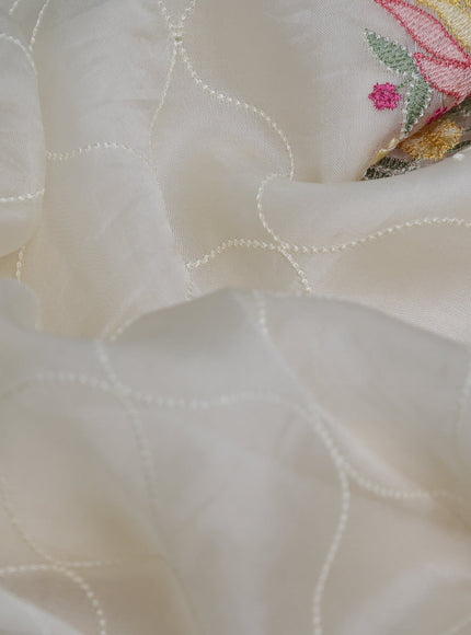 Off White Organza Embroidery Saree