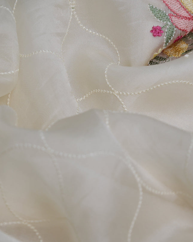 Off White Organza Embroidery Saree