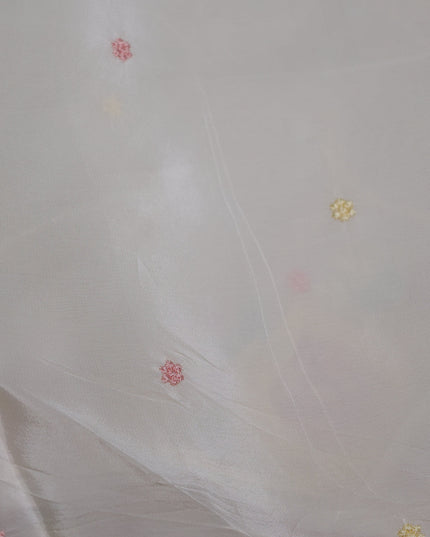 Off White Organza Embroidery Saree
