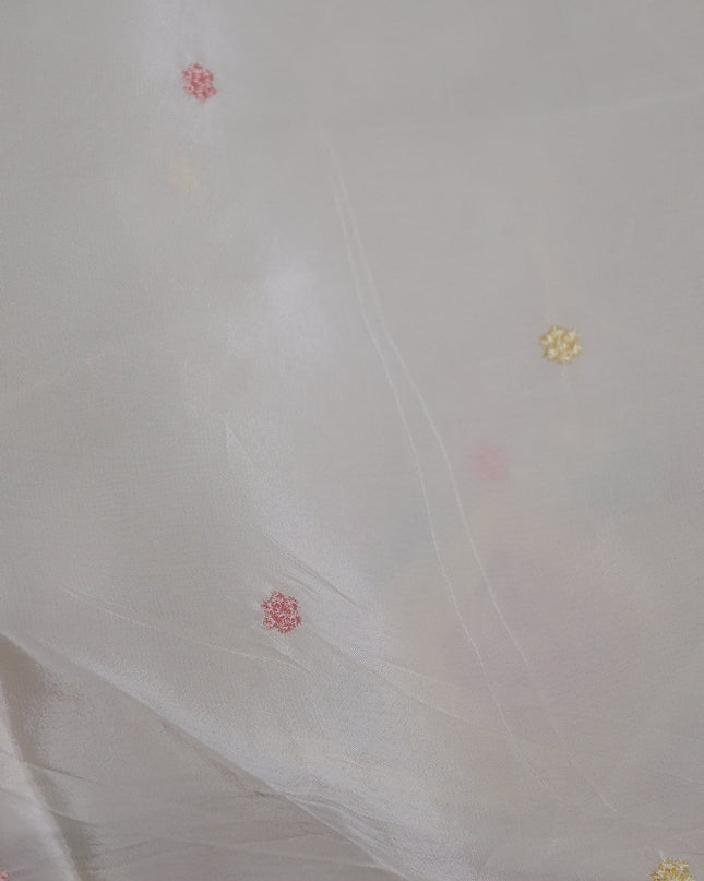 Off White Organza Embroidery Saree