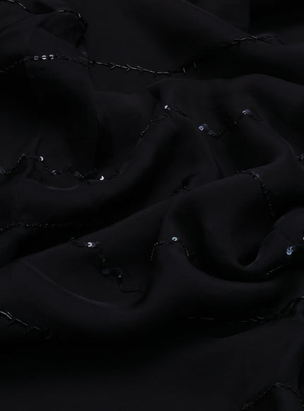 Black Organza Silk Saree-Sequin Work Readymade Blouse
