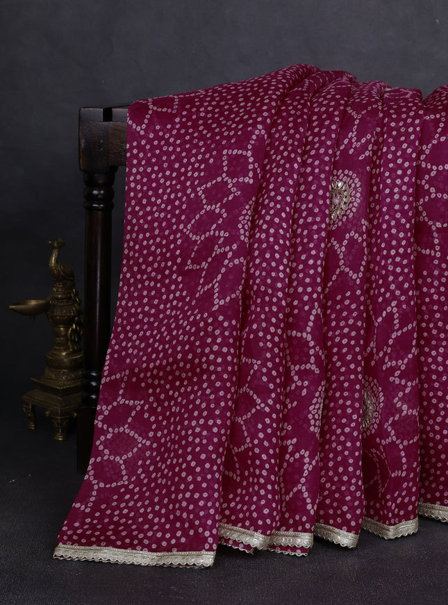 Rani Pink Organza Silk Saree-Readymade Blouse