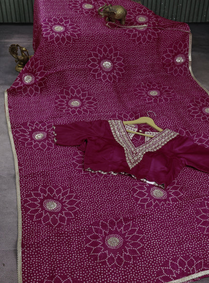 Rani Pink Organza Silk Saree-Readymade Blouse