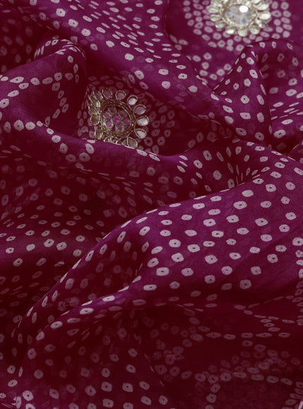 Rani Pink Organza Silk Saree-Readymade Blouse