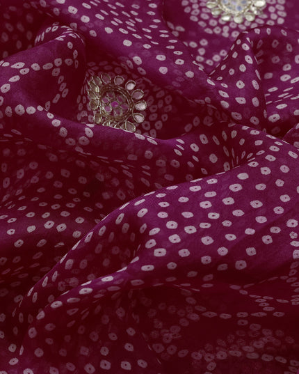 Rani Pink Organza Silk Saree-Readymade Blouse