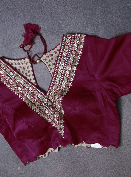 Rani Pink Organza Silk Saree-Readymade Blouse