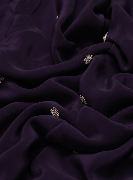 Purple Crepe Embroidery Saree-Embroided Readymade Blouse