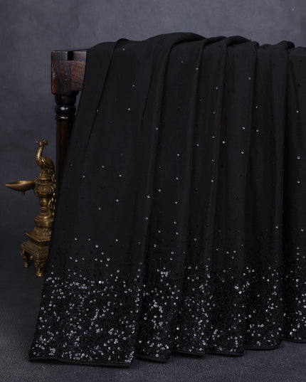 Black Chiffon Embroidery Saree-Embroided Readymade Blouse