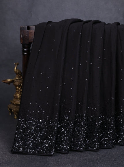 Black Chiffon Embroidery Saree-Embroided Readymade Blouse