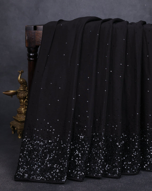 Black Chiffon Embroidery Saree-Embroided Readymade Blouse