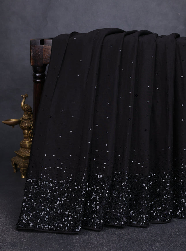 Black Chiffon Embroidery Saree-Embroided Readymade Blouse