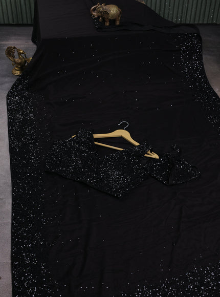 Black Chiffon Embroidery Saree-Embroided Readymade Blouse