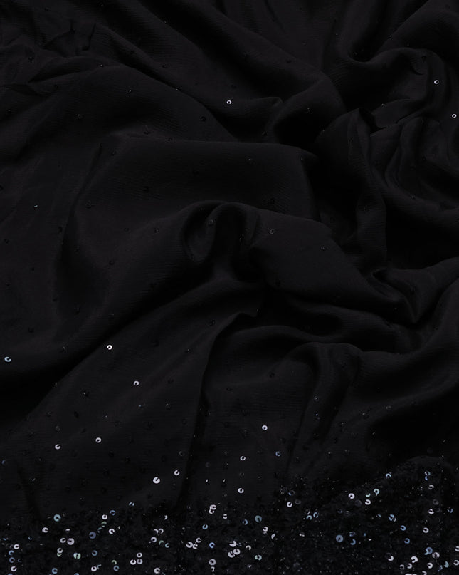 Black Chiffon Embroidery Saree-Embroided Readymade Blouse