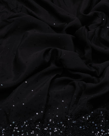 Black Chiffon Embroidery Saree-Embroided Readymade Blouse