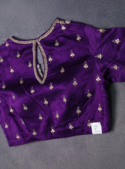 Light Gold-Blue Tissue Embroidery Saree-Embroided Readymade Blouse