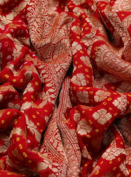 Red-Yellow Banarasi Georgette Saree-Readymade Blouse