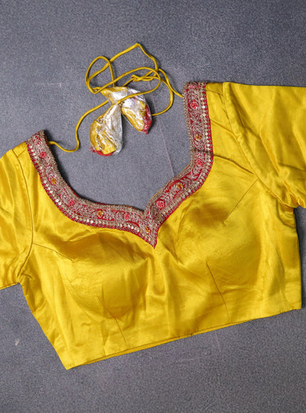 Red-Yellow Banarasi Georgette Saree-Readymade Blouse