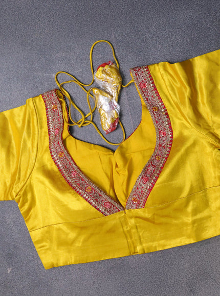 Red-Yellow Banarasi Georgette Saree-Readymade Blouse