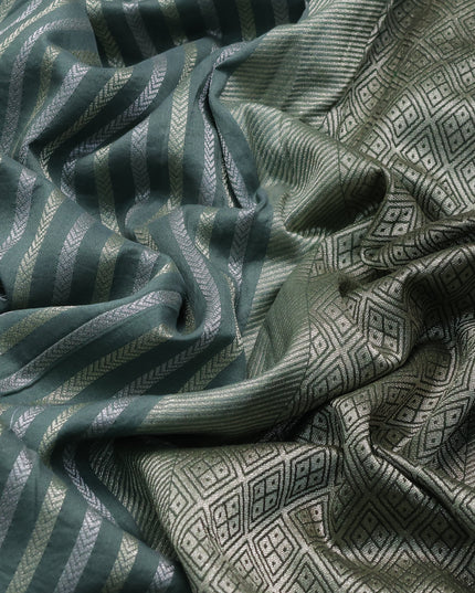 Pastel Green Tussar Silk Saree -Brocade Readymade Blouse