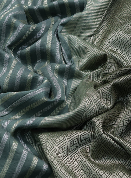 Pastel Green Tussar Silk Saree -Brocade Readymade Blouse