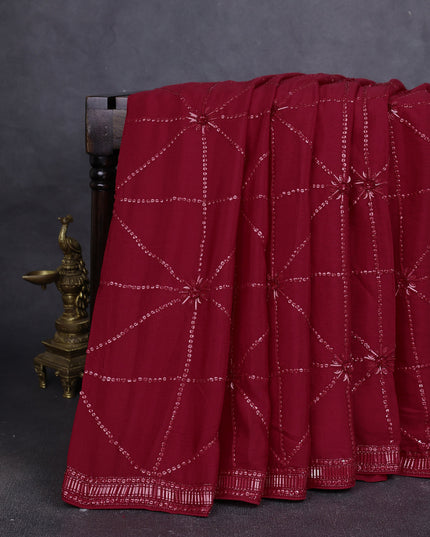 Red Georgette Embroidery Saree