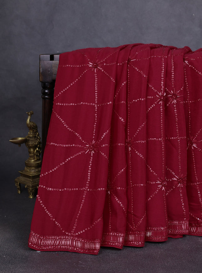 Red Georgette Embroidery Saree