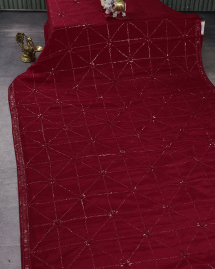 Red Georgette Embroidery Saree
