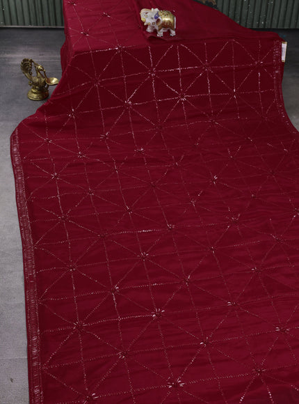 Red Georgette Embroidery Saree