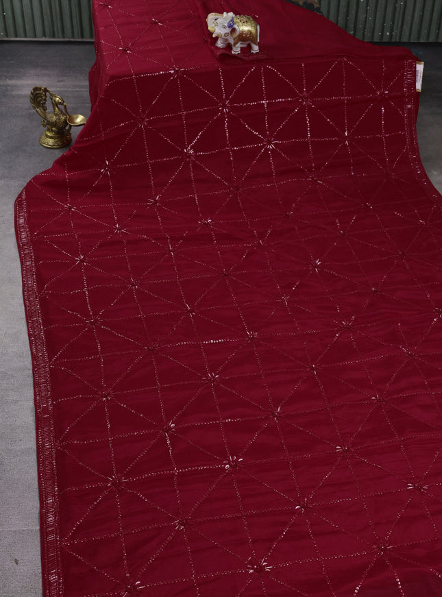 Red Georgette Embroidery Saree