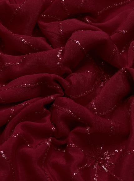 Red Georgette Embroidery Saree