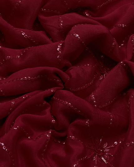 Red Georgette Embroidery Saree