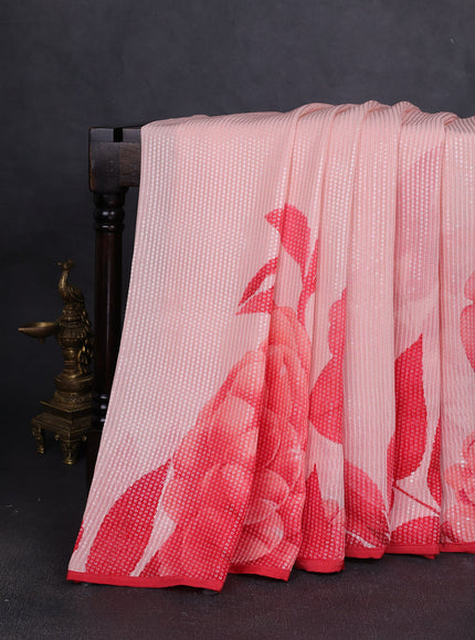 Peach Georgette Embroidery Saree