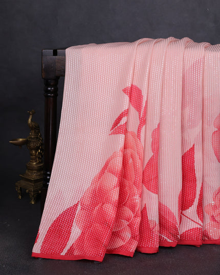 Peach Georgette Embroidery Saree