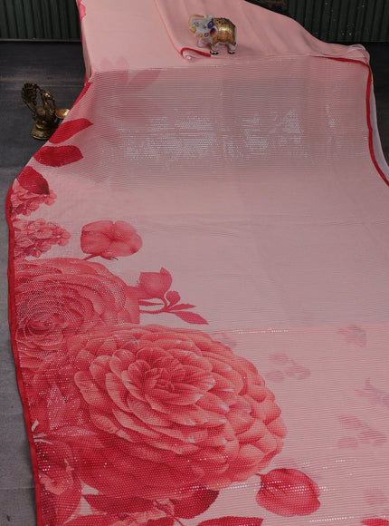Peach Georgette Embroidery Saree