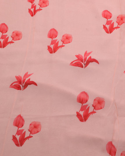 Peach Georgette Embroidery Saree