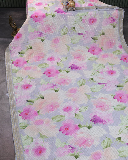 Multi Colour Georgette Embroidery Saree