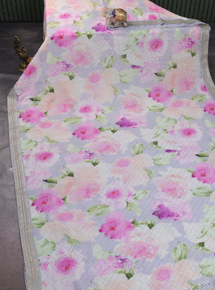 Multi Colour Georgette Embroidery Saree